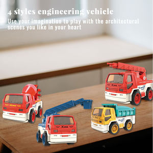 Lot de 4 mini-véhicules de construction à inertie : Camion benne, Grue à échelle, Bétonnière – Pièces mobiles – Cadeau pour enfants 3+ - Product Image 4