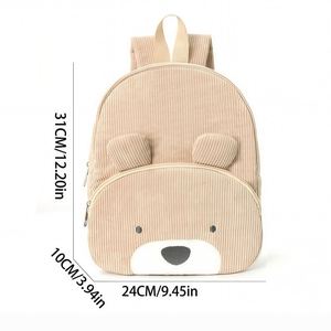 Customized Name Toddler Backpack Cartoon <b>Bear</b> Corduroy Large Capacity Backpack Embroidered Name Backpack Plush Bag - Product Image 6
