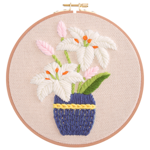 Kit de broderie au poinçon en coton fait main avec motif floral rond en polyester pour la décoration intérieure, les housses de coussin et l'art mural - Product Image 5