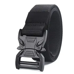 Custom Men Belts Outdoor Training Canvas Polyester Cotton Fabric Nylon Belt With Plastic Buckles For Men