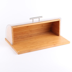 Contenitore per il Pane in Bambù con Coperchio <span class=keywords><strong>Trasparente</strong></span> in PP e Manico in Acciaio Inossidabile - Product Image 3