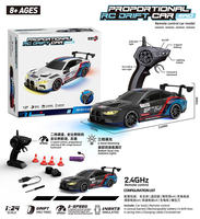 Voiture de course RC 4x4 à l'échelle 1:24, 2,4 GHz, télécommande proportionnelle, avec éclairage LED, 2 vitesses, jouet pour enfants
