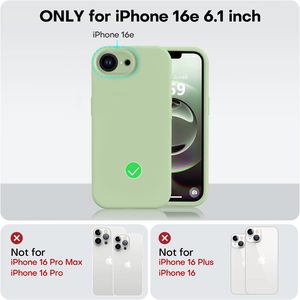 Vooii compatible pour <span class=keywords><strong>iPhone</strong></span> 16e étui 6.1 pouces Matcha Silicone liquide souple anti-rayures étui de téléphone avec mise à niveau de Protection de l'appareil photo - Product Image 5