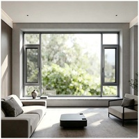 Ventana Francesa de Aluminio con Doble Acristalamiento Negro, Moderna, Insonorizada, Resistente a Huracanes, Personalizada para Casas