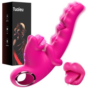 Vibrador LOVE.3 en 1 para parejas, juguete sexual Tuaieu con estimulación del punto G y lengua con 10 modos de lamido y vibración para mujeres en fiestas orgásmicas y sexo diario. - Product Image 2