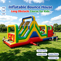 Structure gonflable combinée trampoline, toboggan et château rebondissant pour enfants, avec parcours d'obstacles, pour l'extérieur