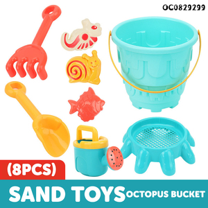 8pcs lâu đài bãi biển cát xô Đồ chơi thiết lập cho trẻ em trẻ mới biết đi với cát khuôn mẫu - Product Image 2