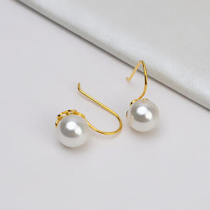 Crochet d'oreille en argent S925 pour femme, long, avec perle, pour bijoux faits main, avec plateau vide, composants de base pour produits semi-finis - Product Image 2