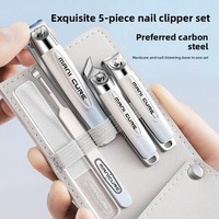 Ensemble de coupe-ongles Longhui avec logo personnalisé 5 en 1, coupe-ongles en acier inoxydable de haute qualité, outils professionnels, kit de manucure avec sac