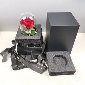 2022 뜨거운 판매 유리 장미 레드 보존 갤럭시 로즈 유리 돔 발렌타인 데이 선물