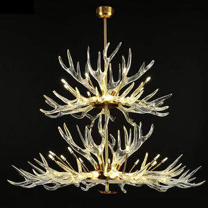 Luminaires contemporains personnalisés Lampe suspendue design créative Hall d'hôtel Galerie Lustre en bois de cerf - Product Image 1