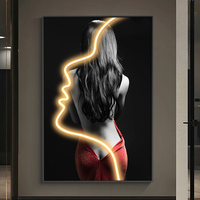 Peinture décorative lumineuse de la ligne de beauté, nouvelle conception 2024, personnage imprimé en haute définition, œuvre d'art pour salon, chambre à coucher, peinture artistique à LED
