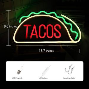 Enseigne lumineuse LED néon Taco pour intérieur, éclairage décoratif pour restaurant, bar, fast-food, magasin de détail, vitrine, lumière d'ambiance - Product Image 1