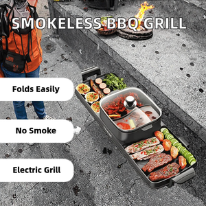 Gril électrique commercial pliable en alliage d'aluminium pour kebab et pizza, barbecue extérieur sans fumée avec support - Product Image 2