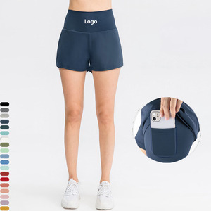 Logo personnalisé Doux Plusieurs Couleurs D'été Nuage Sensation Taille Haute Shorts <span class=keywords><strong>De</strong></span> Sport Fitness Yoga Tennis Wear Shorts Avec Poches - Product Image 2