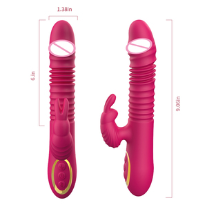 Vibratore Dildo con Spinta e Massaggio a Coniglio, Ricaricabile USB, con Impugnatura Speciale, per Punto G e Vagina, Giocattolo Sessuale Divertente per Donne Adulte - Product Image 6