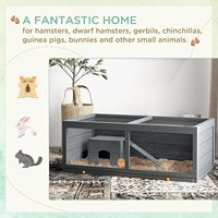 Enclos moderne et écologique pour hamster en bois de sapin avec bac à déchets extractible, cachette interne et rampe d'escalade pour petits rongeurs