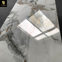 Carreaux de porcelaine aspect marbre de luxe Springletile 600x1200mm, blanc panda Carrara, sables dorés, carreaux de céramique émaillés pour murs et sols