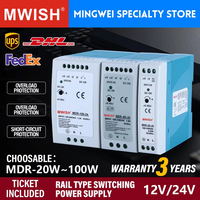 MWISH MDR-60-12 60W 12V 5A Ultra Slim DIN Rail Switching Power Supply SMPS for Test Equipment Measurement Lab Instrument