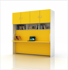 Cama Plegable de Pared Tamaño Queen con Estructura Resistente, Nuevo Diseño Horizontal que Ahorra Espacio, con Mecanismo de Escritorio y Herrajes - Product Image 1