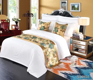床上用品刺绣舒适白色 3厘米条纹酒店床上用品套装