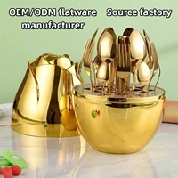 Dingyong – Ensemble de 24 couverts modernes en acier inoxydable, finition miroir, résistant à la rouille, compact, coffret cadeau pour fêtes