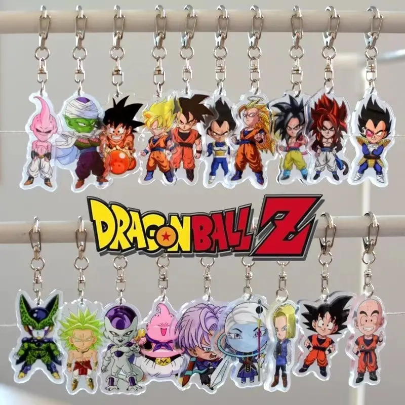 Leia para enviar encantos acrílicos dos desenhos animados japão anime dragon ball figura chaveiro acrílico