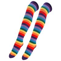 Femmes tricoté arc-en-ciel cuisse-haute rayé genou-haut bas longs saison d'hiver Sport de plein air jambières chaussettes motif Animal