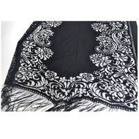 Écharpe en dentelle à motifs de feuilles et de lettres BLUE PHOENIX pour femmes, long châle 100% polyester, hijab pour filles noires, été