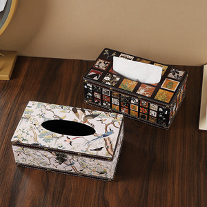 Boîte à mouchoirs en bois rétro Mystic Arts, rectangulaire, avec motif floral, pour le salon, la décoration de bureau, le rangement - Product Image 4