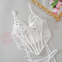 KISS ME ANGEL set Bra dan celana dalam wanita seksi seksi modis dan seksi berenda berlubang pembentuk tulang ikan transparan Push up