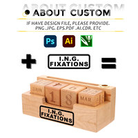Vente en gros Calendrier de bureau en bois de style art populaire personnalisé Cube de bureau Bloc de construction Base de calendrier avec logo