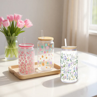Bouteille d'eau réutilisable en verre de 500 ml en forme de canette, écologique, avec couvercle et paille, personnalisable avec logo, vente en gros