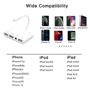 อะแดปเตอร์ส่งสัญญาณภาพไปยัง HDTV, ฮับ USB/OTG แบบคู่สำหรับ iphad/ipad เป็น1080P TV ไมค์แปลงสัญญาณเสียงสดพร้อมชาร์จ - Product Image 6