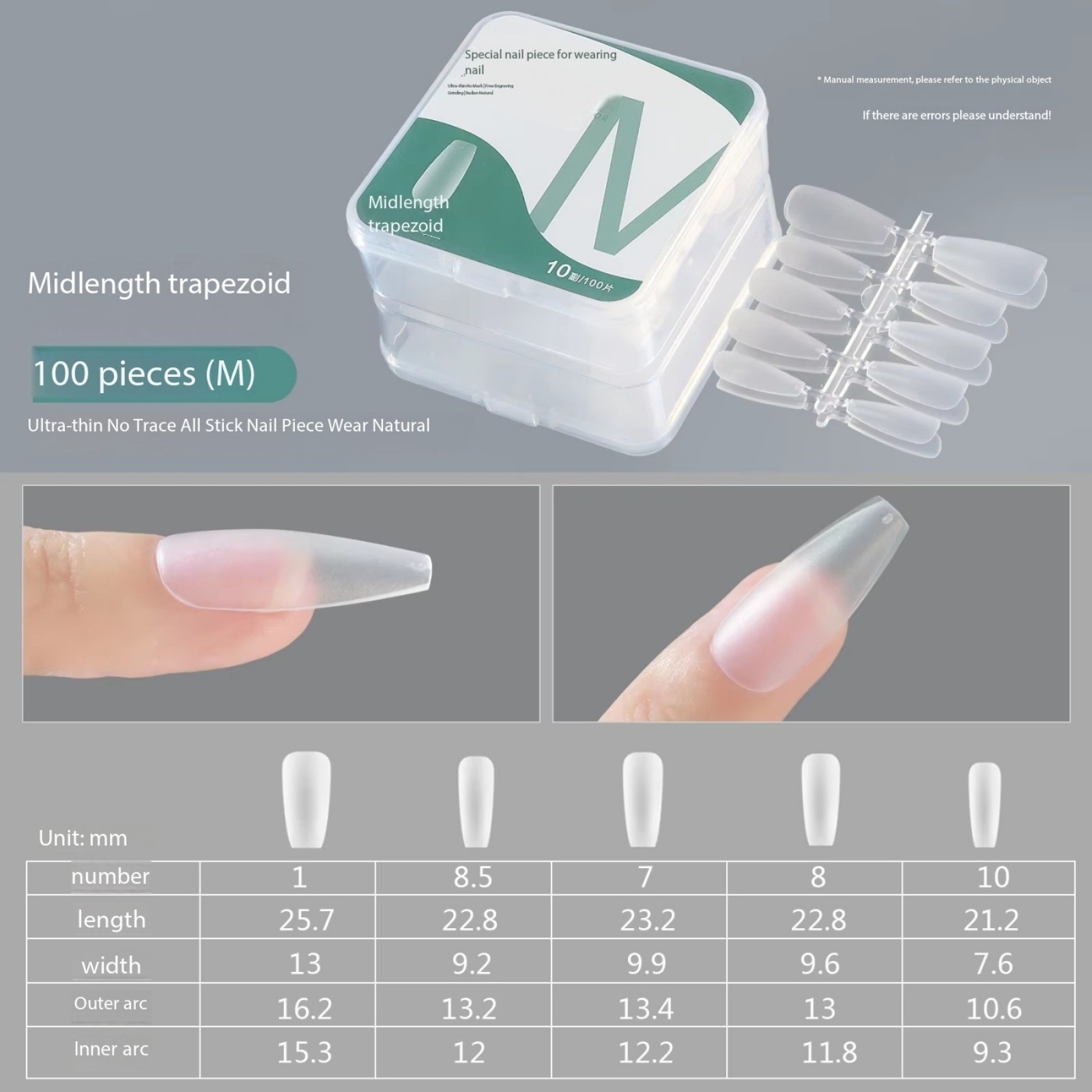 Échelle de longueur moyenne taille M 100pcs-11#