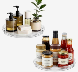 Round 360&deg; Rotating Spice Rack, Clear <strong>Lazy</strong> <strong>Susan</strong> Turntable for Cabinet, Pantry, <strong>Fridge</strong>, Kitchen Countertop Organization - Product Image 3