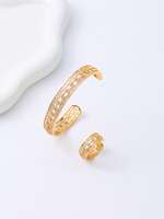 Ensemble de bagues et bracelets classiques entièrement sertis de micro-pavés en zircon cubique, bracelet en CZ pour femmes, accessoire de bijouterie tendance BR-268