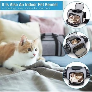 Free Sample Pet <b>Carrier</b> 4 Sides Expandable Pet <b>Carrier</b> <b>Soft</b>-Sided Dog <b>Cat</b> <b>Carrier</b> Travel Bag with Shoulder Strap Fleece Pet - Product Image 5