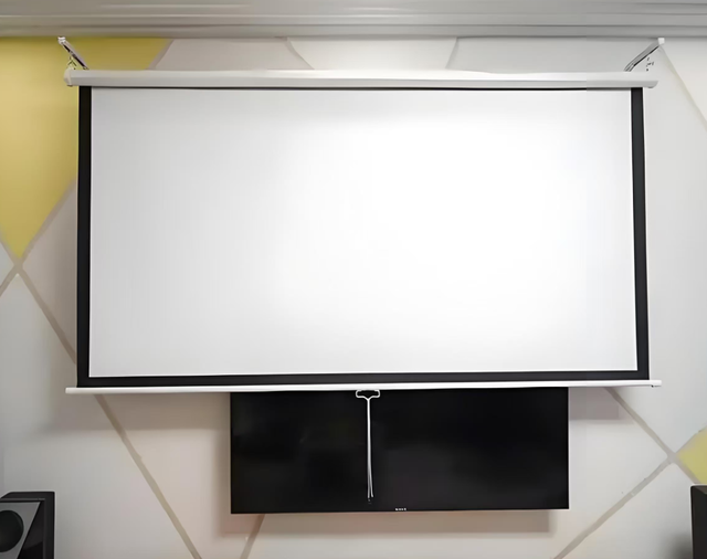 150 Inch 16:9 Hand Pull Self-locking Wall Projection Screen 4K HD Home Theater Wall Mount Manual Pull-down Projector Screen