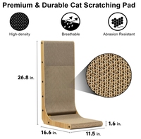 Griffoir mural moderne classique à succès, en bois ondulé avec cloche et boule pour chat
