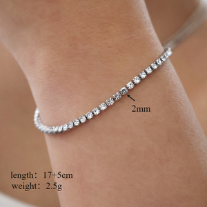Pulsera de tenis con circonitas cúbicas de 2 mm |   Cadena de Acero Inoxidable Chapada en Oro PVD de 18K con Circonitas |   Impermeable, Hipoalergénico y Resistente al Deslustre - Product Image 6