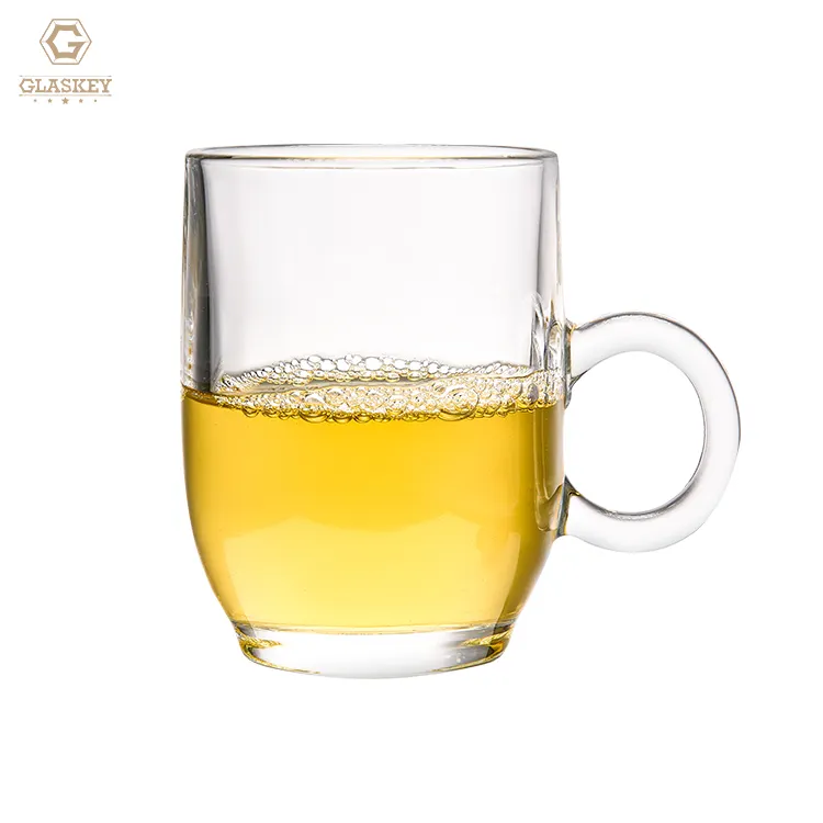 Onbreekbare Transparante Cup Custom Logo Glaswerk Cirkelvormige Oor Handvat Koffie Thee Glazen Beker