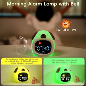 Lampe à LED mignonne de chevet personnalisée Haut-parleur pour enfants Réveil d'entraînement au sommeil Smart Touch Lumière naturelle Réveil au lever du soleil - Product Image 6