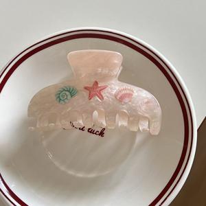 Nouvelle Arrivée Pince à Cheveux Imprimée Étoile de Mer et Coquillage en PVC, Accessoire Capillaire pour Femme pour Usage Quotidien - Product Image 4