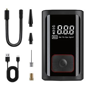 منفاخ إطارات رقمي محمول لاسلكي بسعة 4000 مللي أمبير مع ضوء LED ووظيفة بنك طاقة بقوة 100 رطل لكل بوصة مربعة ومجموعة من 4 إبر - Product Image 1