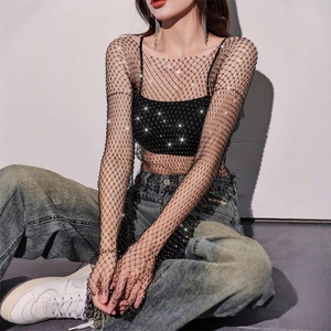 Blusa <span class=keywords><strong>de</strong></span> Mujer con Diseño <span class=keywords><strong>de</strong></span> Red, Estilo Casual, Sexy, con Aberturas, <span class=keywords><strong>para</strong></span> la Playa - Product Image 1