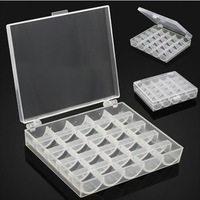 Boîte à canettes carrée pliable classique, organisateur de canettes de machine, étui en plastique transparent à 25 compartiments, boîte vide pour canettes et bobines de couture