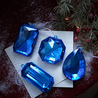 Ornements de Noël multiformes bleus étoilés à suspendre, pendentifs décoratifs en plastique et cristal pour sapin de Noël
