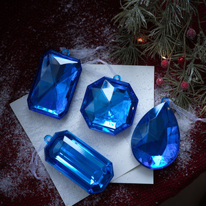 Ornements <span class=keywords><strong>de</strong></span> Noël multiformes bleus étoilés à suspendre, pendentifs décoratifs en plastique et cristal pour sapin <span class=keywords><strong>de</strong></span> Noël - Product Image 1