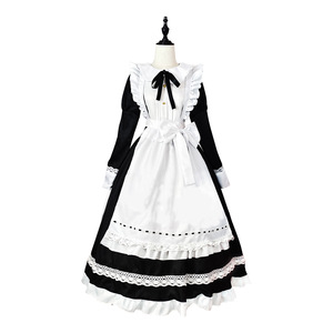 Maid Dress Long Sleeve White Black Apron Lace Cosplay Costume Anime Role Play Outfit Spring 2023 - Product Image 4